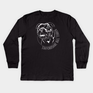 Staffordshire Bull Terrier lover dog portrait Kids Long Sleeve T-Shirt